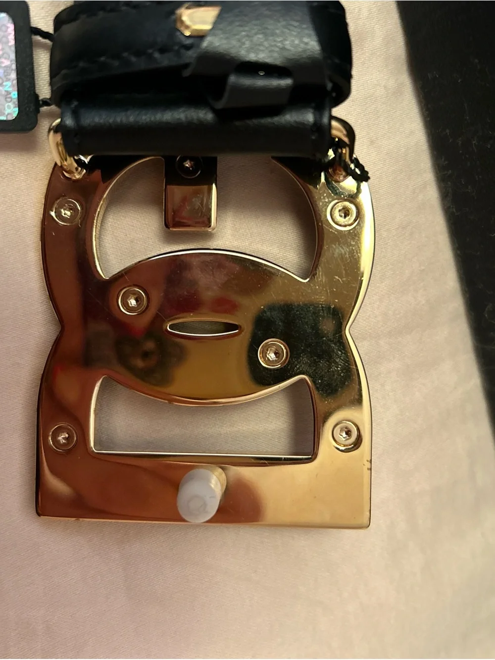 Dolce & Gabbana Black Leather Belt with Gold DG Buckle